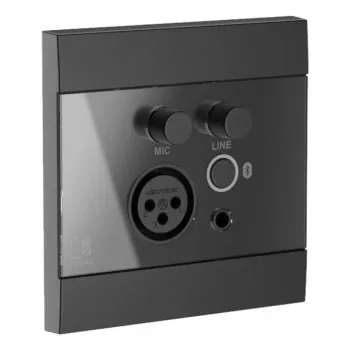 AUDAC WP225/B seinäpaneeli, XLR-mikrofoni + 3,5 mm:n kuulokeliitäntä, Bluetooth, musta