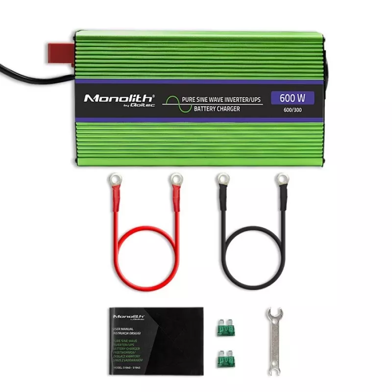 Auto-invertteri Qoltec Monolith 600 W vihreä 12 V