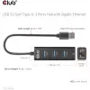 USB-keskitin CLUB3D USB 3.2 Gen1 Type-A 3 liitännällä ja gigabitin Ethernet