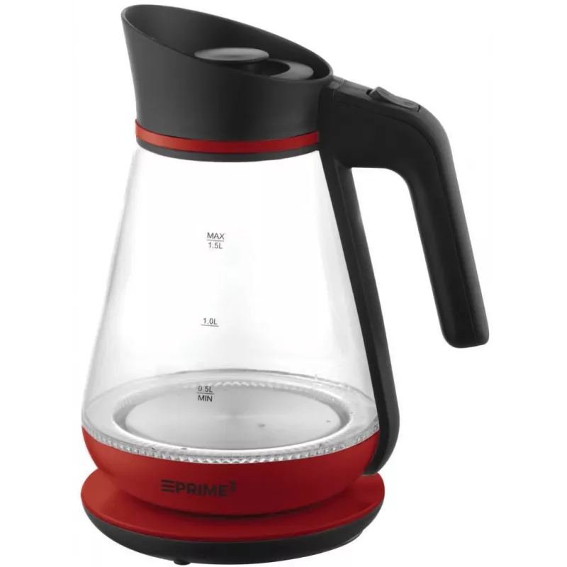 Vedenkeitin PRIME3 1,5 L 2200 W punainen läpinäkyvä