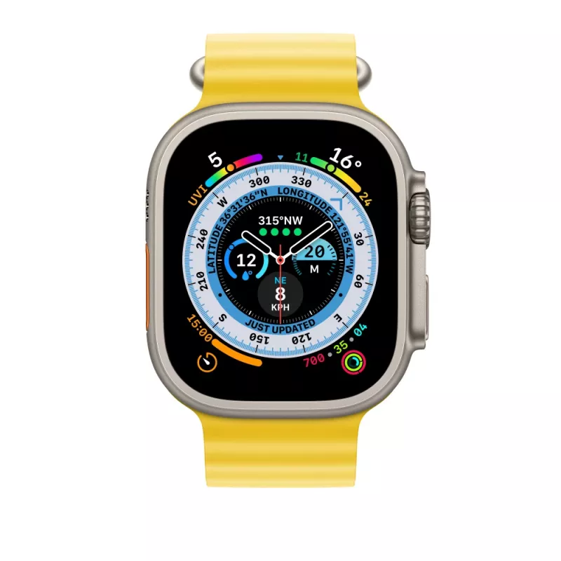 Apple MQED3ZM/A -ranneke älykellon lisäosa keltainen fluoroelastomeeri