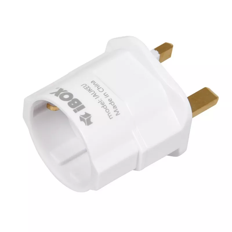 Virtalähde IBOX iaukeu verkkolaturi vaihdettavilla UK- (Type G) ja EU-pistokkeilla (Type E), 100–240 V 50/60 Hz, 7,5 A, valkoinen