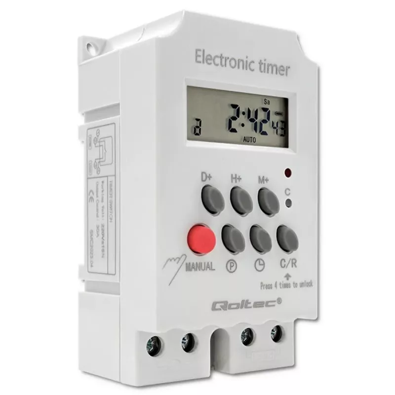 Elektroninen DIN-kiskokello QOLTEC PC0629 — 24V syöttö, 16A lähtö