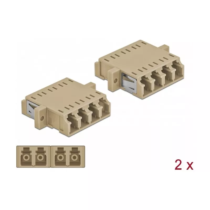 Kuitusovitin DELOCK LC-naaras LC-naaras, beige, 2 kpl:n pakkaus