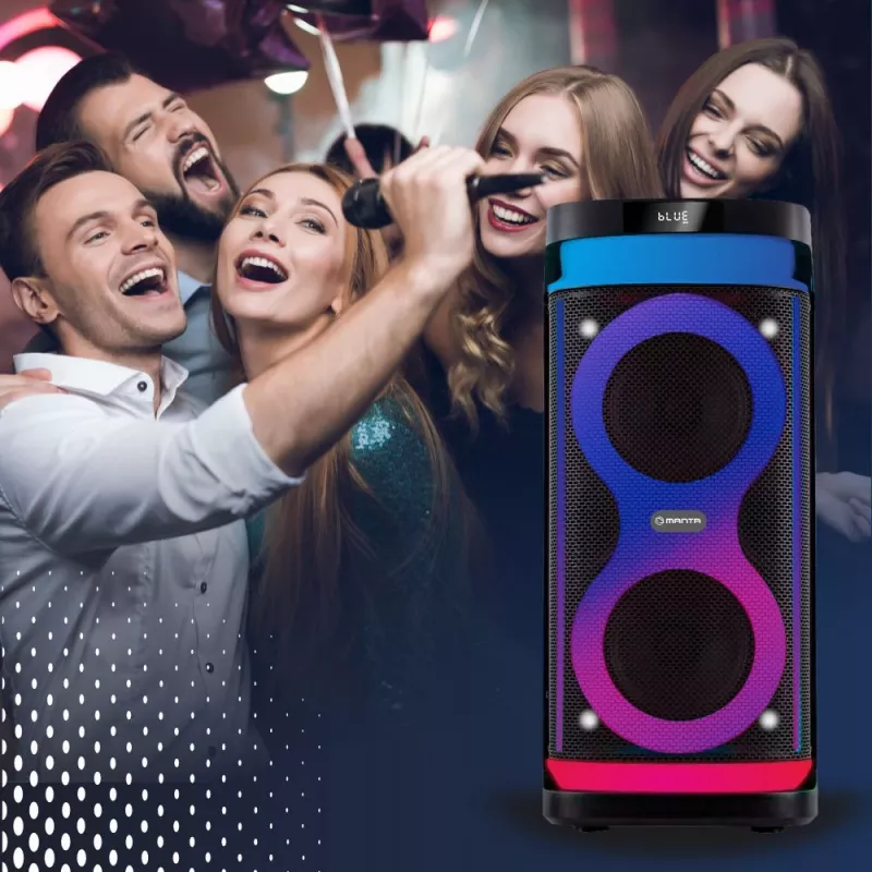 Kannettava kaiutin MANTA SPK0601B100, 100 W, Bluetooth, karaoke, langaton mikrofoni, akku, taajuuskorjain, diskovalot