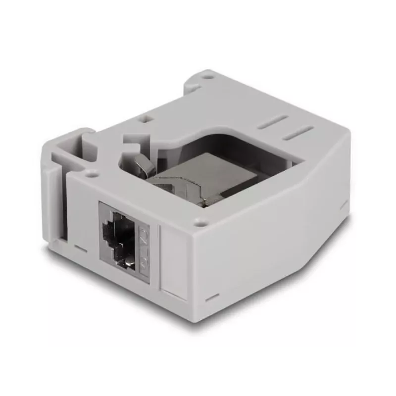 DeLOCK DIN-kiskoadapteri RJ45-liitin – RJ45-liitin Cat.6A harmaa