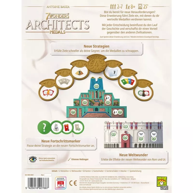 7 Wonders Architects - Medals, lautapelin lisäosa