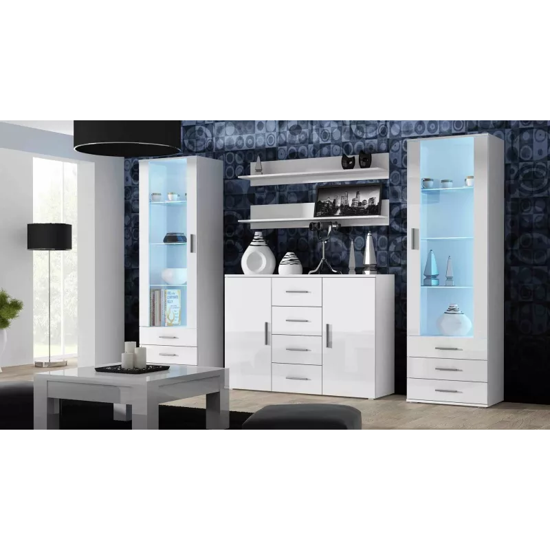 Cama olohuoneen sideboard UNI valkoinen/valkoinen kiiltävä