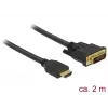DeLOCK - videokaapeli - HDMI / DVI - DVI-D (M) - HDMI (M) - 2,0 m - kolmoiseristys - musta - peukaloruuvit (85654)