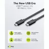 USB-C-kaapeli WENTRONIC USB4 Gen4 1.2m — tukee 16k@60Hz ja 4K@120Hz
