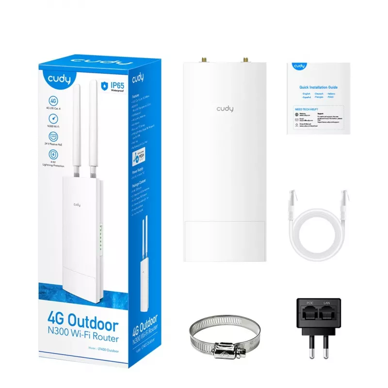 Cudy LT400 WLAN-reititin Fast Ethernet yksikaista (2,4 GHz) 4G valkoinen