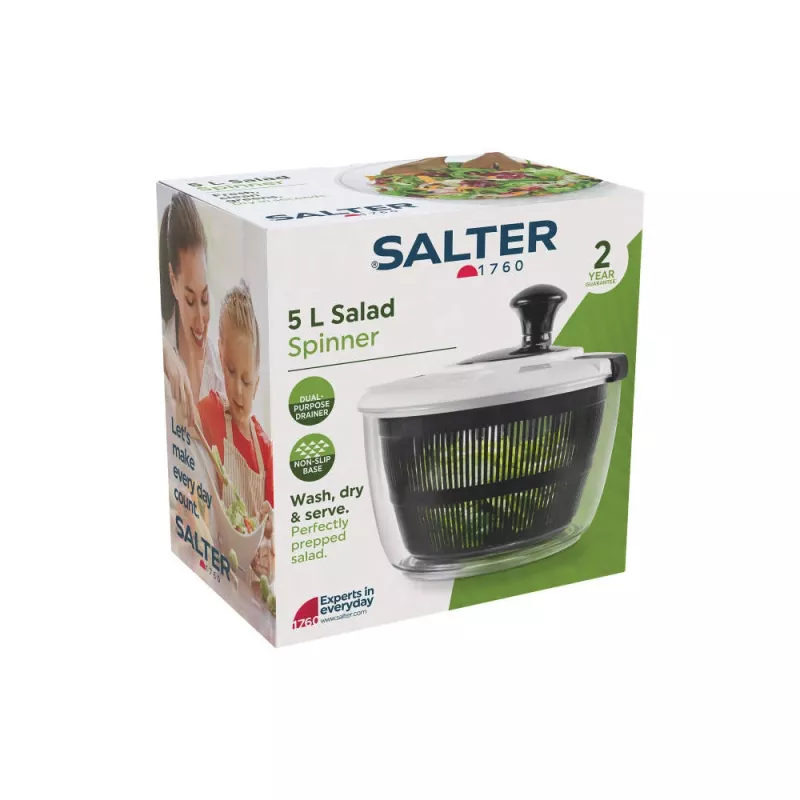 Salaattilinko Salter BW13899EU7 5 L tilavuus, BPA-vapaa muovikulho ja -kori