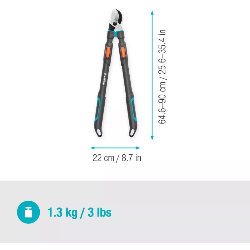 Gardena oksasakset TeleCut Pro L harmaa/turkoosi 65 cm - 90 cm (12041-88)