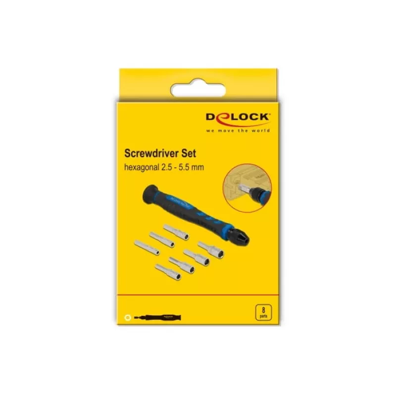 Ruuvimeisselisarja DeLOCK 90551 8-os. ulkoinen kuusiokolo ontto varsi 2,5 - 5,5 mm
