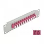 Kuitu-kytkentäpaneeli DeLOCK 10 tuuman 12 port LC Duplex violetti 1U harmaa