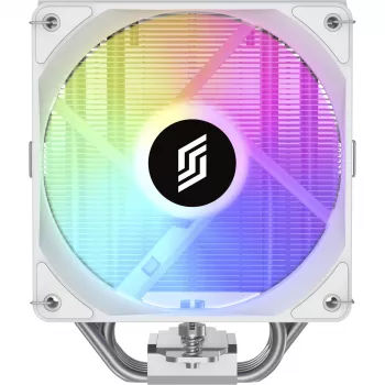 CPU-jäähdytin Silentware Bora RGB valkoinen 120 mm PWM-ARGB-tuulettimella, 215 W TDP, yhteensopiva AM5 ja LGA1851 kanssa