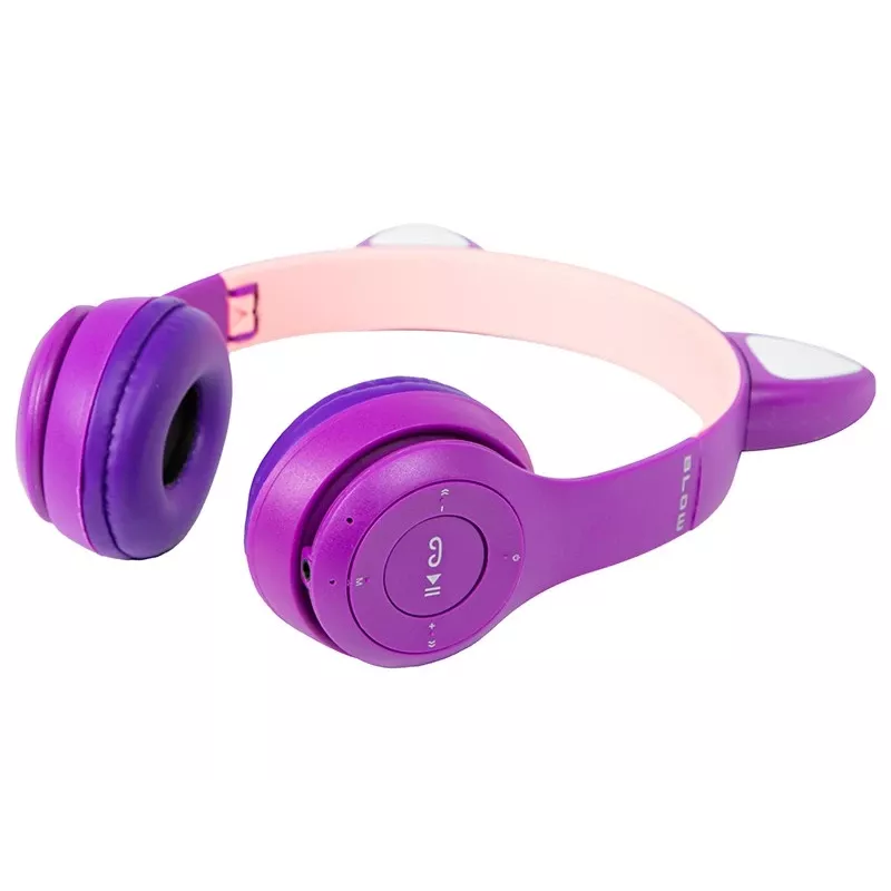 Langaton kuulokemikrofoni Bluetooth 5.0 LED lapsille violetti korvat
