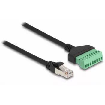 DeLOCK RJ45 -kaapeli Cat.6 uros liitinrimaan adapteriin 30 cm musta vihreä