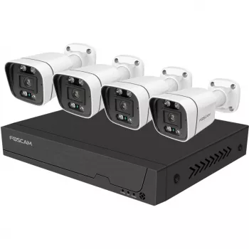 Foscam FNA108E-B4-2T videovalvontajärjestelmä valkoinen 4x 4K PoE luotikamera, 1x 8-kanavainen NVR