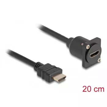 DeLOCK D-tyypin HDMI-kaapeli uros naaras musta 20 cm