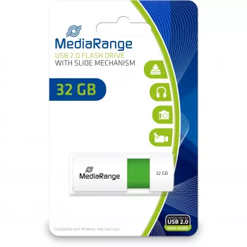 MediaRange - USB-flash-asema - 32 GB - USB 2.0 - valkoinen, vihreä (MR973)