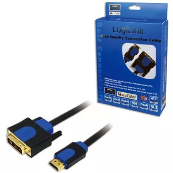 Videokaapeli-adapteri LogiLink CHB3102 2 m HDMI DVI-D musta sininen