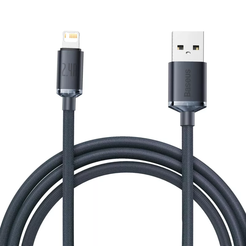 Baseus Crystal Shine kaapeli USB-Lightning, 2,4A, 2m (musta)