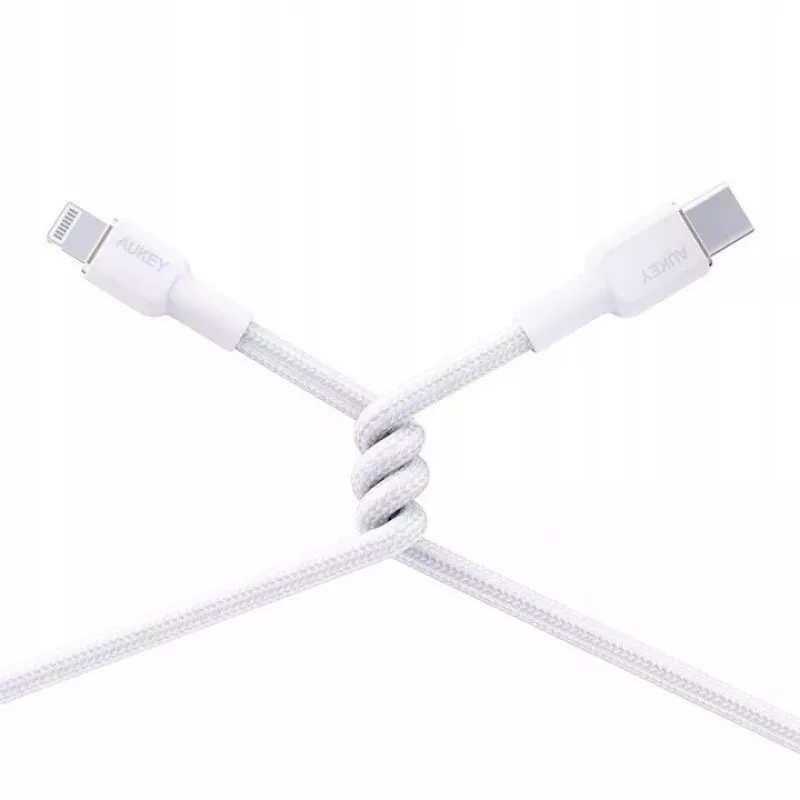AUKEY CB-NAC1 valkoinen nailonkaapeli USB-C - USB-A