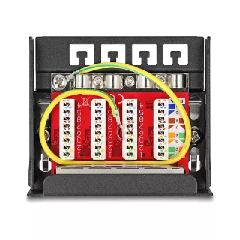 Patch-paneeli DELOCK Mini Desktop RJ45 4-porttia Cat.6A suojattu musta, metalli, 90×22×93 mm