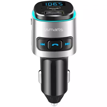 FM-lähetin 4smarts 456201 savukkeensytytin musta hopea AM FM Bluetooth