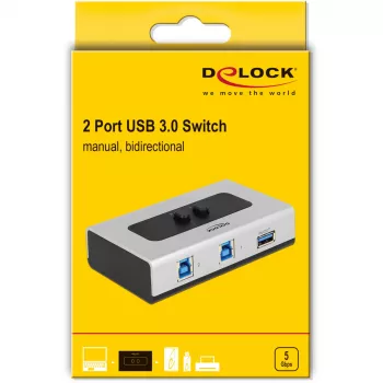 DeLOCK 87667 USB 3.0 2-porttinen kaksisuuntainen jakokytkin