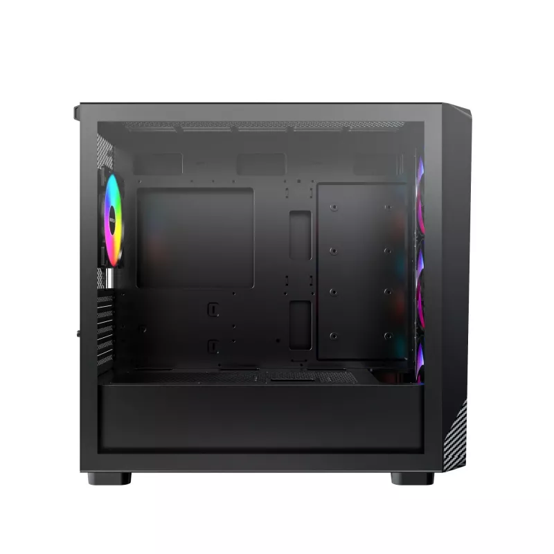 Montech X5M (B) Micro Tower -PC-kotelo – Micro-ATX/Mini-ITX, 3x120mm edessä, 1x120mm takana, tukee ATX-virtalähteitä, 2x3,5 inch + 4x2,5 inch, musta