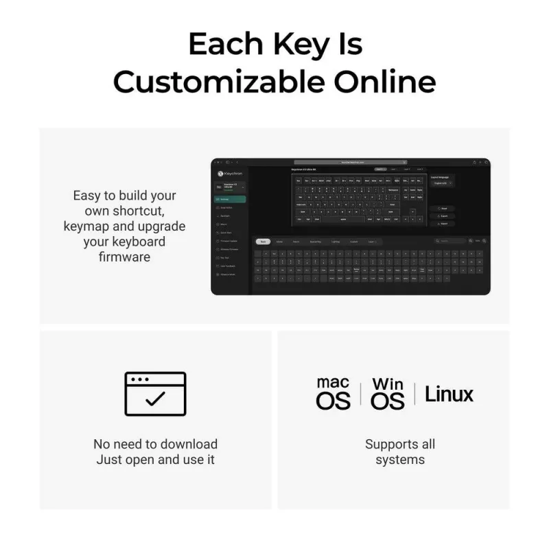 Mekaaninen näppäimistö Keychron V3 Ultra 8K – kaapeli & Bluetooth, QWERTY, RGB, musta