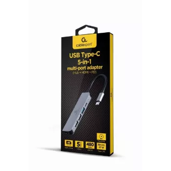 Gembird A-CM-COMBO5-03 USB Type-C 5-in-1 moniporttisovitin (keskitin + HDMI + PD)