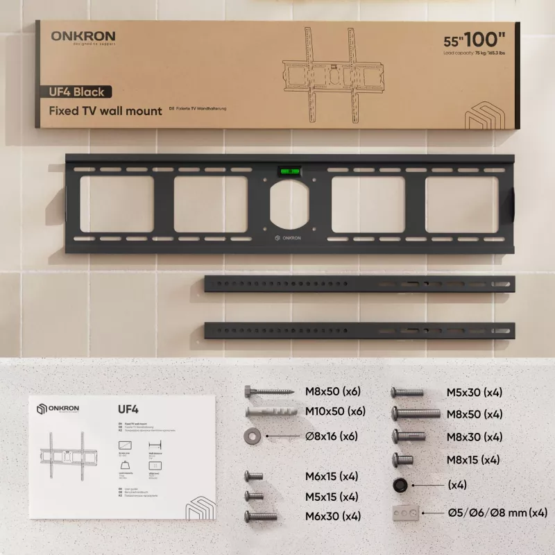 TV-lisävaruste seinäteline/55-100/SCHWARZ UF4-B Onkron