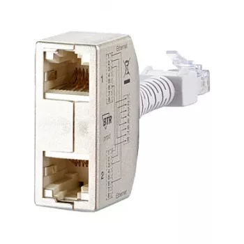 METZ CONNECT BTR Cable Sharing -sovitin pnp 3 - verkkohaaroitin - RJ-45 (W) - RJ-45 (M) - 8,9 cm - harmaa (2 kpl:n pakkaus) (130548-03-E)