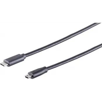 USB-kaapeli S/CONN 77144-3.0 USB 2.0 2 m USB C Mini-USB A musta