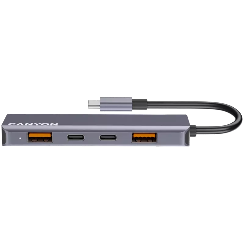 Canyon DS-18 - USB-C-keskitin - 5 porttia - 1x USB-C 5V DC lataus - 2x USB-C - 10 Gbit/s - 2x USB 3.2