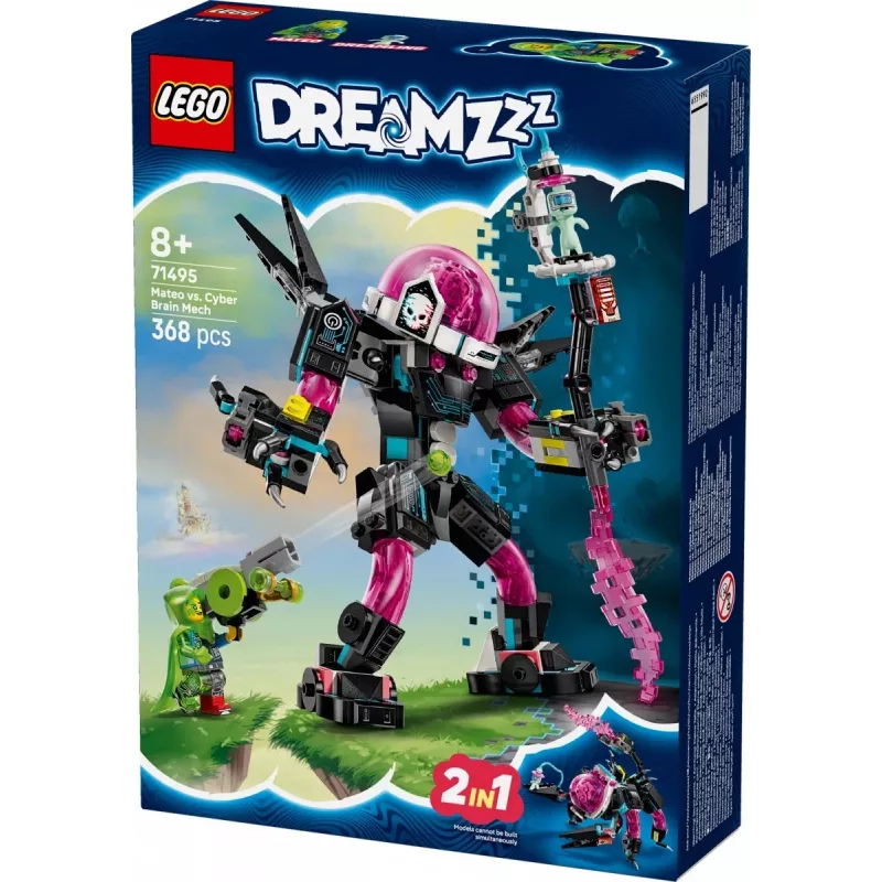 Rakennuslelu LEGO 71495 Mateo vs. Cyberbrain Mech – leikkisetti minifiguureilla ja rakennettavalla mechillä