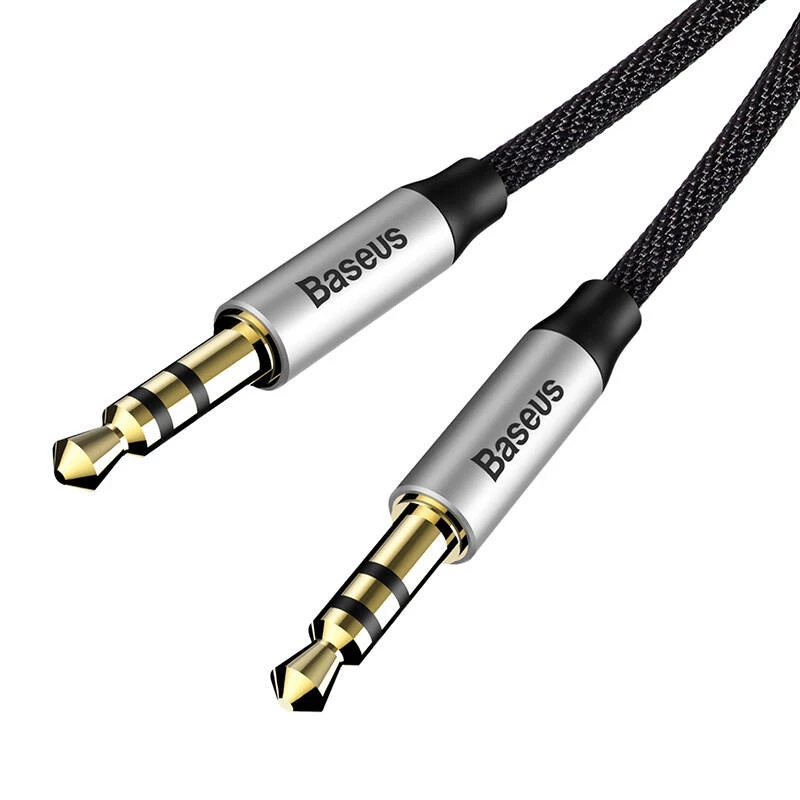 Baseus Yiven audiokaapeli 3,5 mm plugi M30 1,5 m hopea + musta