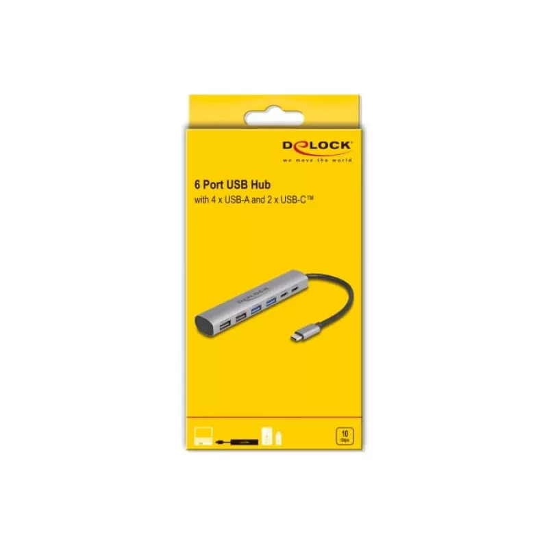 DeLOCK 64232 kannettavan telakka johdollinen USB 3.2 Gen 1 Type-A Type-C harmaa