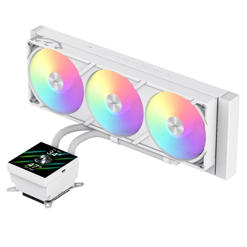 Gamemax CPU-nestekühler | GLACIER 360 LCD WH | Intel, AMD