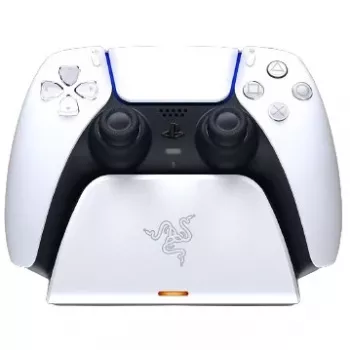 Latausteline Razer RC21-01900100-R3U1 PlayStation 5 -ohjaimelle — valkoinen, lataa yhden ohjaimen, sisältää USB-C–USB-A-kaapelin