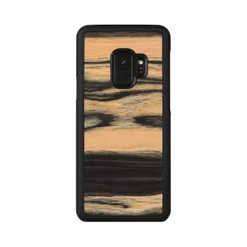 Puinen älypuhelinkotelo Samsung Galaxy S9, valkoinen eebenpuu/musta viimeistely