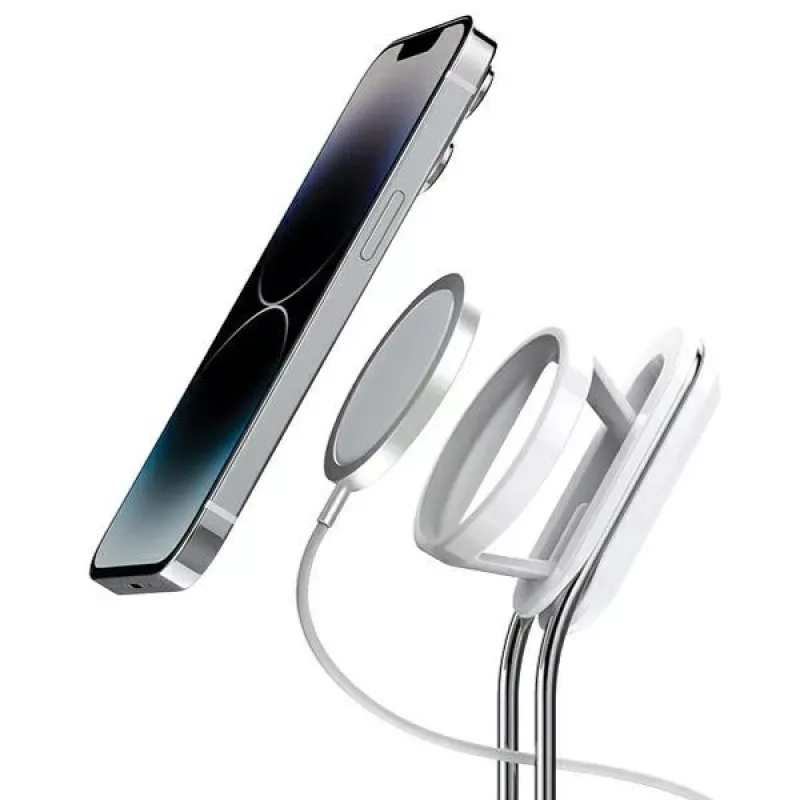 Puhelinteline SODI SIM-300 hopea MagSafe – pöytäteline MagSafe-yhteensopivalle iPhonelle