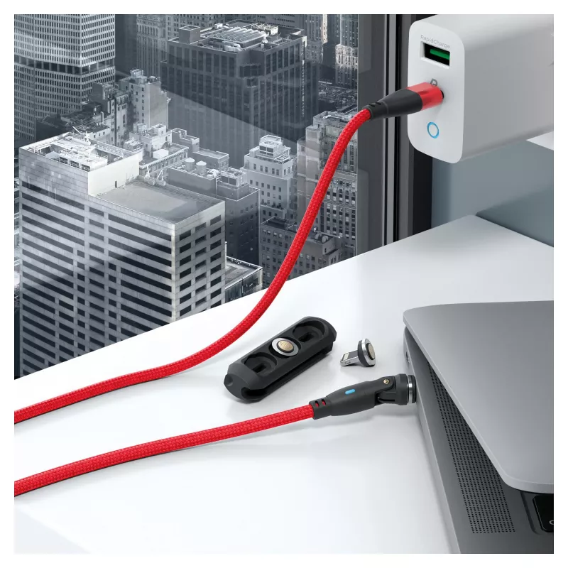 USB-kaapeli RealPower MagneticCharge 100 1 m USB-C punainen pikalataus