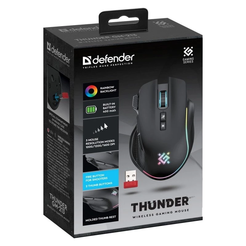 HIIRI DEFENDER GM-213 THUNDER RF 1600dpi 8P musta