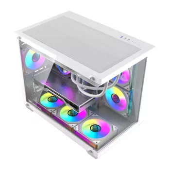 Tietokonekotelo DarkFlash B275 PRO (valkoinen) 6 tuulettimella