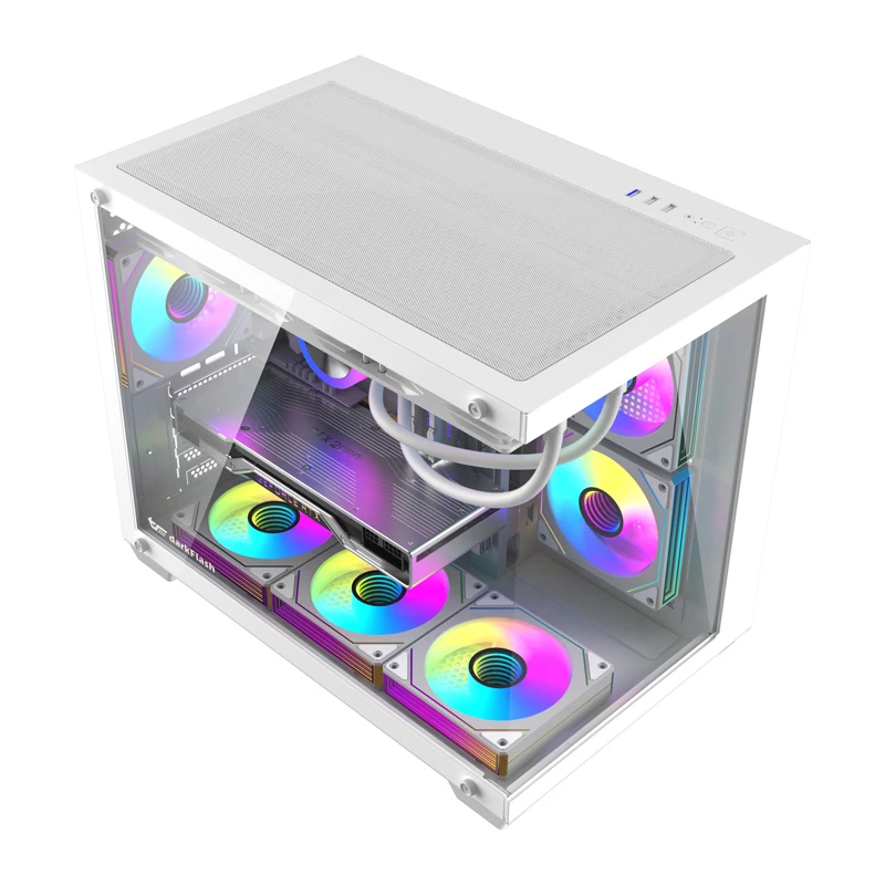 Tietokonekotelo DarkFlash B275 PRO (valkoinen) 6 tuulettimella