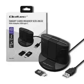 Älykortinlukija Qoltec 50632 USB 2.0 musta 1 m kaapeli